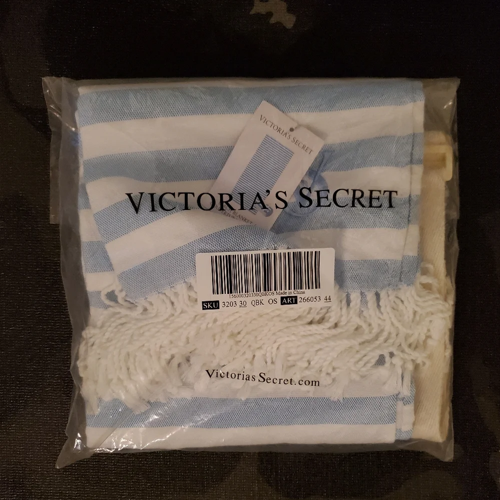 Victoria's Secret Blue & White Striped Beach Blanket